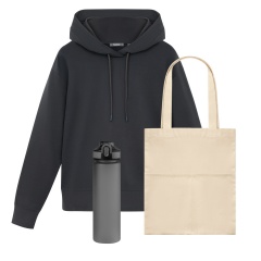 Набор с одеждой ALEX (худи, бутылка, шоппер), серый, L