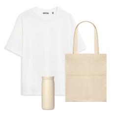 Набор с одеждой RUST (футболка, термобутылка, шоппер), белый/бежевый, M/L
