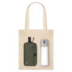 Подарочный набор Boston, Capella, зеленый/серый (дорожная косметичка, бутылка, шоппер)