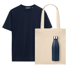 Набор с одеждой KRIS (футболка, термобутылка, шоппер), синий, S