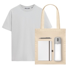 Набор с одеждой KRIS (футболка, бутылка, ежедневник, ручка, шоппер), белый, M