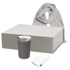 Подарочный набор Strada, Ancor, Forges, серый (термокружка, аккумулятор, шарф)