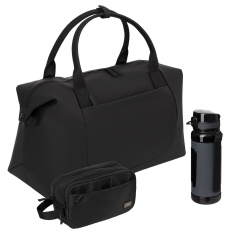 Подарочный набор Madrid Premium Sport, черный (бутылка, дорожная косметичка, дорожная сумка)