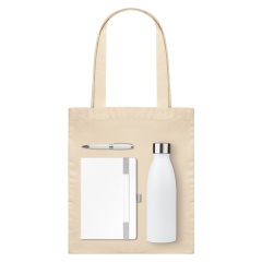 Подарочный набор Galaxy, белый (ежедневник, ручка, термобутылка, шоппер)