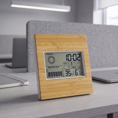 Бамбуковая метеостанция с часами Moscow Heat