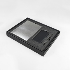 Набор подарочный SILVER: бизнес-блокнот, ручка и power bank в коробке с ложементом
