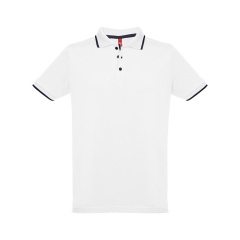 Рубашка-поло мужская SPECTRUM, короткий рукав, белый/черный, XL, 100% хлопок, плотность 195 г/м2