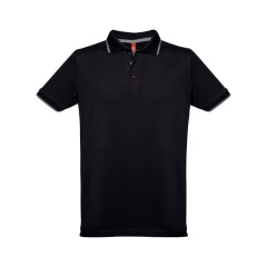 Рубашка-поло мужская SPECTRUM, короткий рукав, чёрный/белый, M, 100% хлопок, плотность 195 г/м2