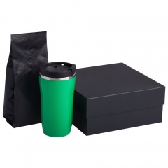 Набор: термостакан и кофе, зеленый