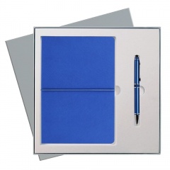 Подарочный набор Portobello/Summer Time синий (Ежедневник недат А5, Ручка, серая коробка)