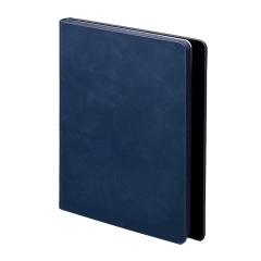 Ежедневник недатированный Solas, формат А5, с магнитом темно-синий, кремовый блок в линейку