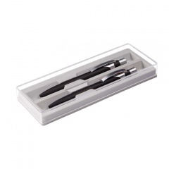 ALPHA SET, набор в футл¤ре:ручка шарикова¤ и карандаш механический, черный/серебристый, металл/пласт