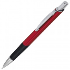 SQUARE, ручка шарикова¤ с грипом, красный/хром, металл