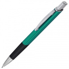 SQUARE, ручка шарикова¤ с грипом, зеленый/хром, металл