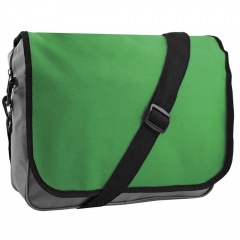 Конференц-сумка "College"; серый с зеленым; 38х30х9,5 см; полиэстер