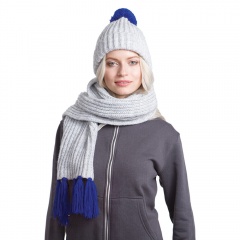 ¬¤заный комплект шарф и шапка GoSnow, меланж c фурнитурой, синий, 70% акрил,30% шерсть