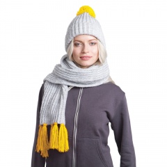 ¬¤заный комплект шарф и шапка GoSnow, меланж c фурнитурой, желтый, 70% акрил,30% шерсть