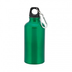 Бутылка для воды MENTO с карабином, зеленый, 400 мл., алюминиевая