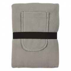 Плед "Уютный" с карманами для ног;  серый, 130x150см, 260 гр. вышивка