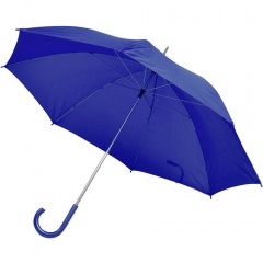 Зонт-трость с пластиковой ручкой, механический; синий; D=103 см; 100% полиэстер; шелкография