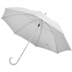 Зонт-трость с пластиковой ручкой, механический; белый; D=103 см; 100% полиэстер; шелкография