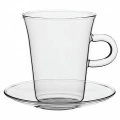 Чашка для чая или кофе с блюдцем Glass Duo
