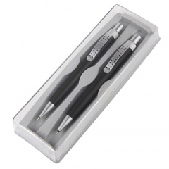 SUMO SET, набор в футляре: ручка шариковая и карандаш механический, черный/серебристый, металл/пластик
